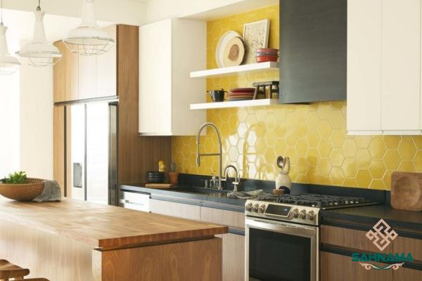 Buy the latest types of yellow kitchen tiles